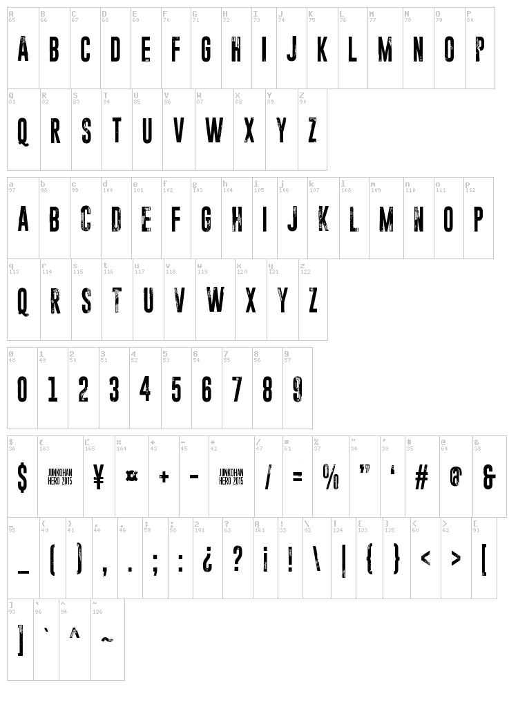 Paranoid Orange font map
